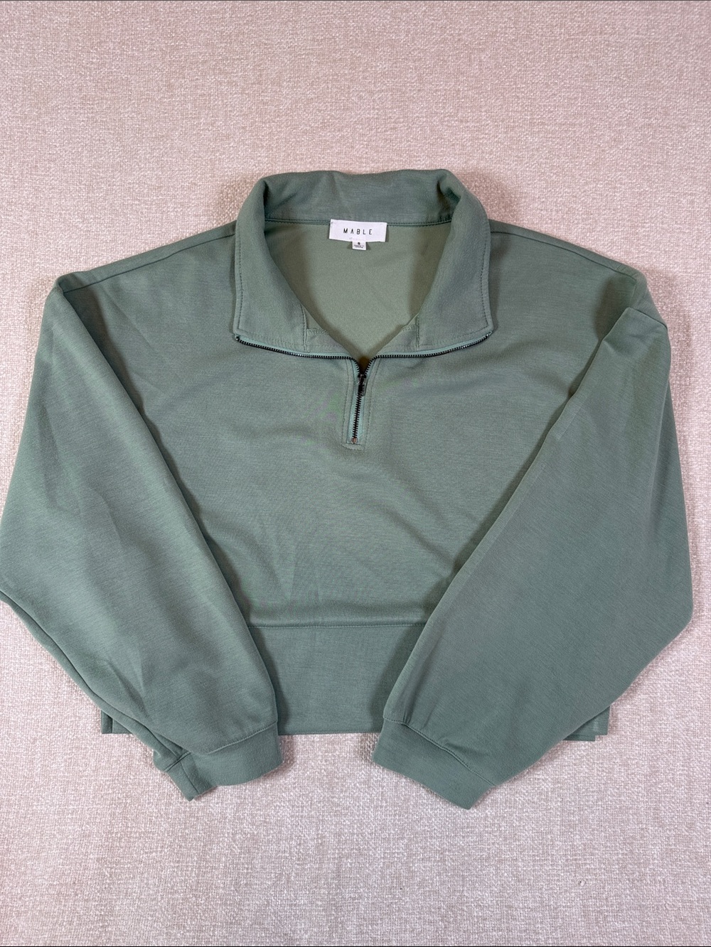 MABLE Women’s Sage Green Quarter-Zip Pullover Hoodie